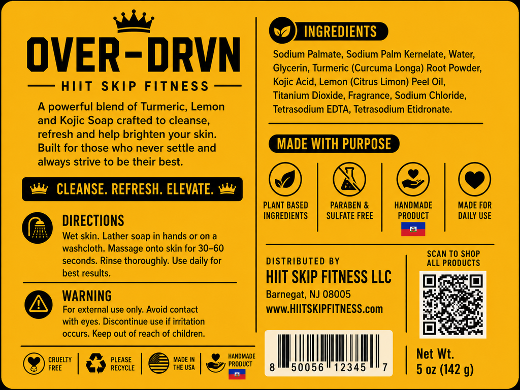 OVER-DRVN™ Turmeric • Lemon • Kojic Soap

Cleanse. Refresh. Elevate.